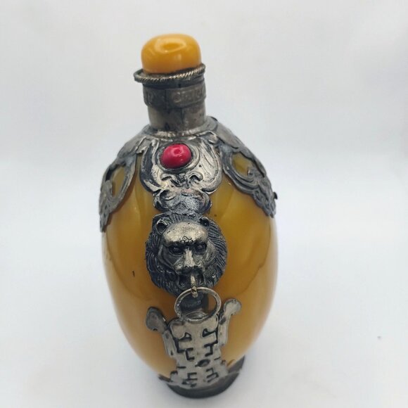Antique Chinese Tibetan Fat Yellow Beeswax Perfume Snuff Bottle w/Stopper - Picture 2 of 11